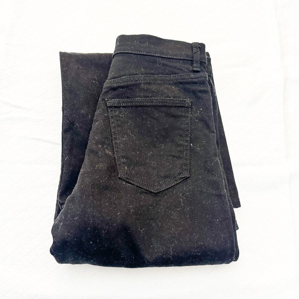 COS Flare High Rise Full Length Black Denim Jeans Wide Leg Zip Fly Size 26